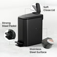 thumbnail image 3 of Cesun 1.6 Gallon Small Bathroom Trash Can, Stainless Steel Garbage Bin with Lid, Matte Black, 3 of 7