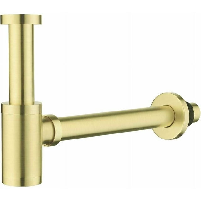 Sifón de diseño universal sifón de diseño para lavabo y baño desagüe de lavabo botella sifón 1/4 x 32mm redondo dorado cepillado