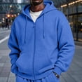 thumbnail image 6 of Minjewel Men's Zip Up Hoodie, Casual Solid Color Full Zip Jacket with Hood, Lightweight Outdoor Sportswear for Fall,Royal Blue XL, 6 of 8