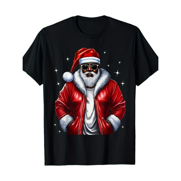 African American Santa Claus Pajamas Cool Black Christmas 100% Cotton T-shirt