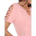 thumbnail image 5 of White Mark Women's Keyhole Neck Short Crisscross Sleeve Top, 5 of 5