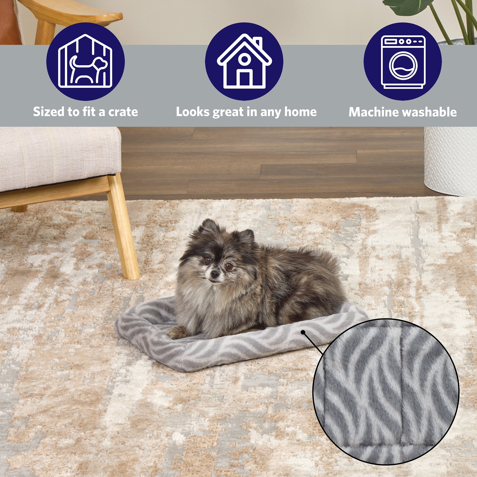 MidWest Homes for Pets 18inch Gray Wave Pet Bed for small Dog/Cat, 40218-WVGY