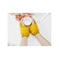 thumbnail image 5 of INSPIRE CHIC Women's Elastic Faux Fur Knit Gloves Winter Warm Soft Half Finger Thumb Hole Furry Wrist Sleeves for Windproof Plush Dress Dark Yellow, 5 of 6