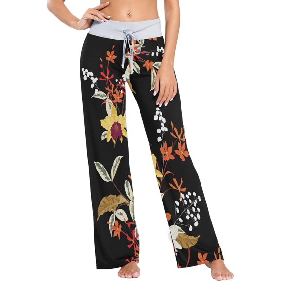 GZHJMY Women's Pajama Pants Flowers Comfy Stretch Sleepwear Essentials womens Lightweight Lounge Terry Pajama Pant, X-Small