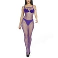 thumbnail image 5 of Elainilye Fashion Womens Bodysuit High Elasticity Hollow Iron Diamond Mesh Wrap Hip Dress Underwear,Purple, 5 of 8