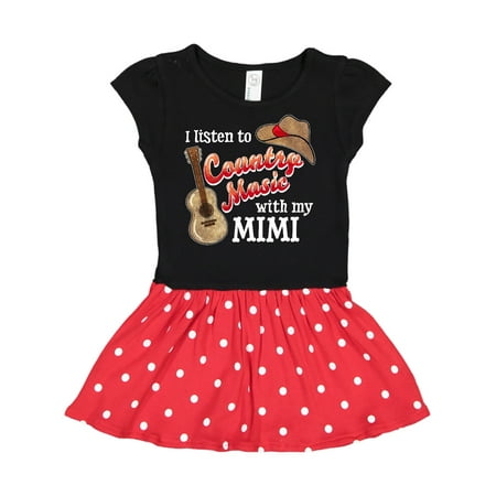

Inktastic I Listen to Country Music with my Mimi Guitar and Hat Gift Toddler Girl Dress