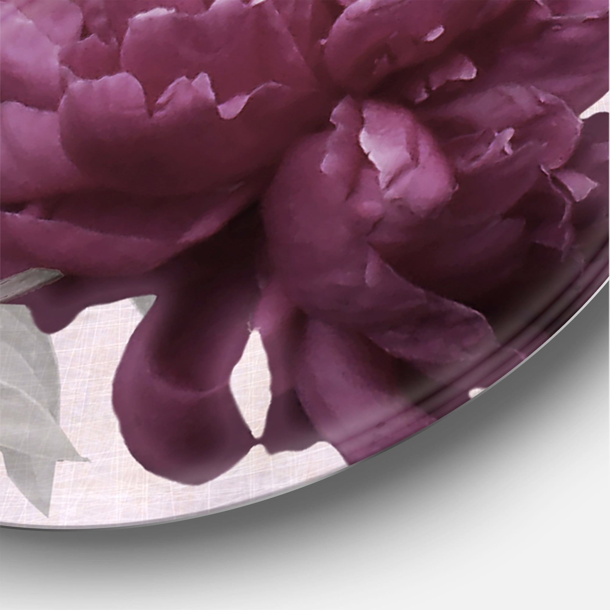 Designart 'Ancient Pink and Purple Flowers I' Traditional Circle Metal Wall Art 11x11 - Disc of 11