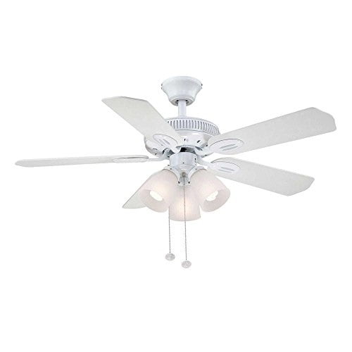 Hampton Bay Am212 Wh Glendale 42 In Indoor White Ceiling Fan With Light Kit Com - What Size Light Bulb For Hampton Bay Ceiling Fan