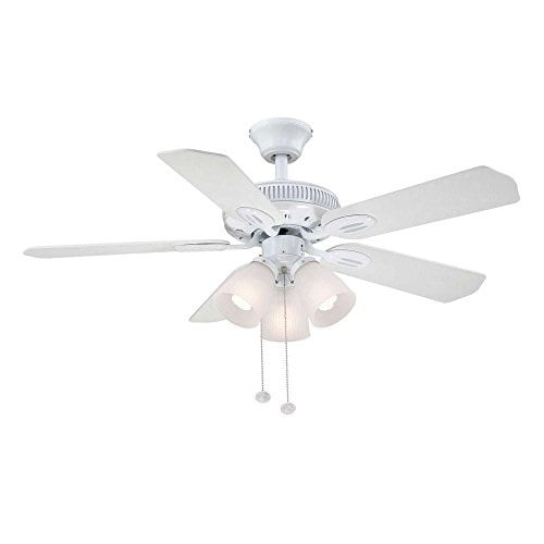 Hampton Bay Am212 Wh Glendale 42 In Indoor White Ceiling Fan With Light Kit Com - What Size Bulbs Do Hampton Bay Ceiling Fans Use