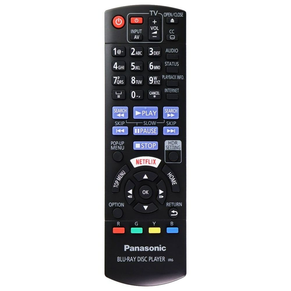 Panasonic BluRay Disc Player IR6 Remote Control Black (N2QAYB001206