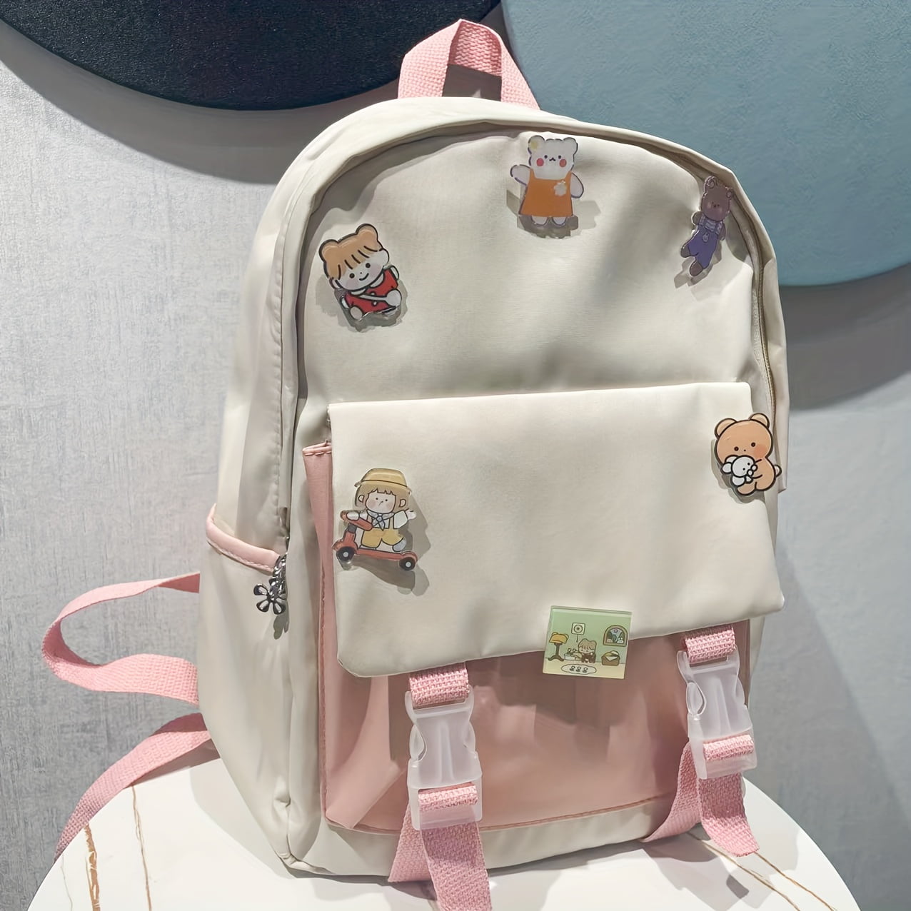 Trendy All Match Backpack Simple Stylish Color Block Design