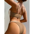 thumbnail image 2 of Bikini de cintura alta para mujer, bañador Sexy con Push-Up, ropa de baño recortada con aros, color negro, blanco y rosa, traje de baño de cintura alta, 2 of 5