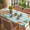 thumbnail image 3 of Easter Bunny Table Cloths for 6 Foot Rectangle Tables, Spring Rabbits Carrots Turquoise Stripes Patio Waterproof Elastic Fitted Tablecloths, Washable Rectangular Table Cover for Camping, 3 of 8