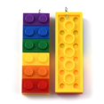 thumbnail image 2 of 50 pc Rainbow Opaque Acrylic Pendants with Platinum Iron Loop Long Rectangle Building Block Charms Colorful 51.5x16x8mm Hole: 2mm, 2 of 3