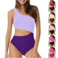 thumbnail image 2 of Yuanlook Womens One Piece Swimsuit, One Shoulder Cutout Tummy Control Bathing Suit for Beach Vacation Pool Size S-XXL, 2 of 4