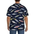 thumbnail image 3 of Rateoe Sardine Pattern Men's Short Sleeve Classic Shirt, Casual Short-Sleeved Shirt, Lightweight Summer Shirt, Cuban Collar Shirt,Button-Front Shirt-X-Large, 3 of 5