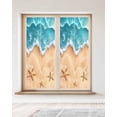 thumbnail image 2 of Window Privacy Film Ocean Beach Stained Glass Window Film Decorative Sun Block Window Cover Starfish Sea Waves Coastal Seaside Sand Window Clings Static Adhesive Sticker for Bathroom 23.6"x59", 2 of 6