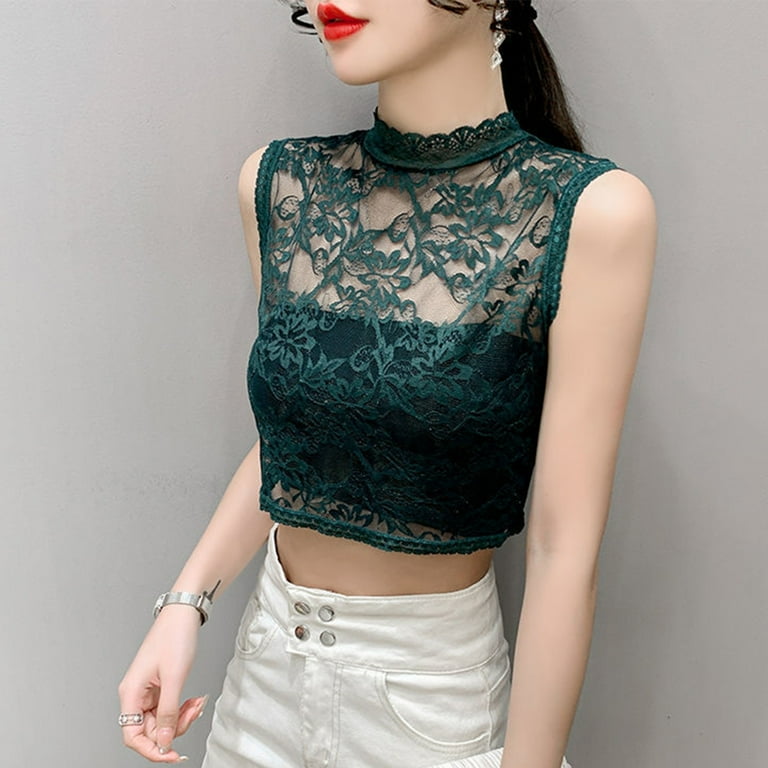Lace Turtleneck Faux Collar Sleeveless Half Blouse Pullover Lining Dickey Collar Walmart