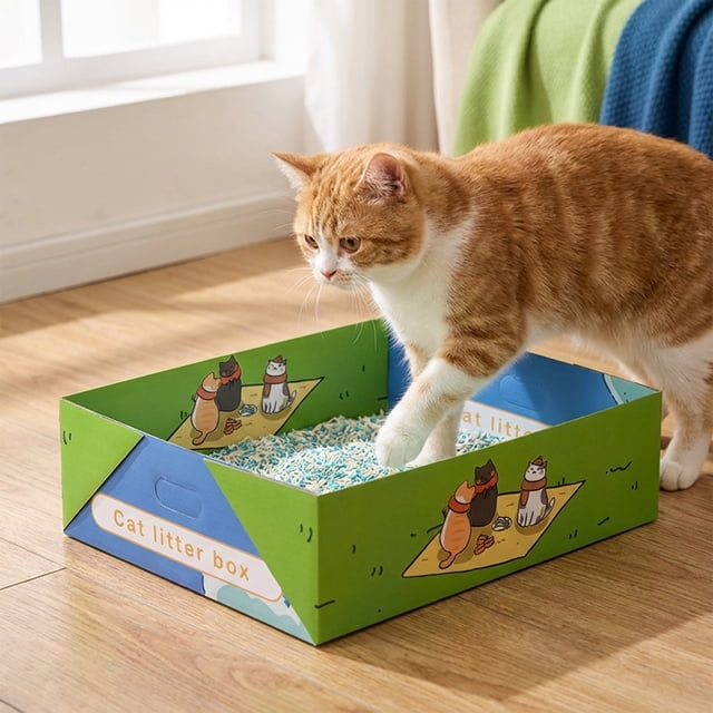 EGNMCR Disposable Cats Litter Box Monthly Replacement Portable And Convenient For Travel Vet Visits And Emergency Use Paper Disposable Cat Litter Tray