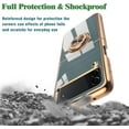 thumbnail image 3 of Case for Samsung Galaxy Z flip 4 5G 2022 with Ring Kickstand Slim Phone Case Luxury Plating Back, Rose Gold Edges, Magnetic Holder Shockproof Thin Protective Cover for Z flip 4 - White, 3 of 9