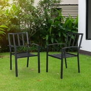 Cfowner 2 Piece Patio Wrought Iron Dining Seating Chair