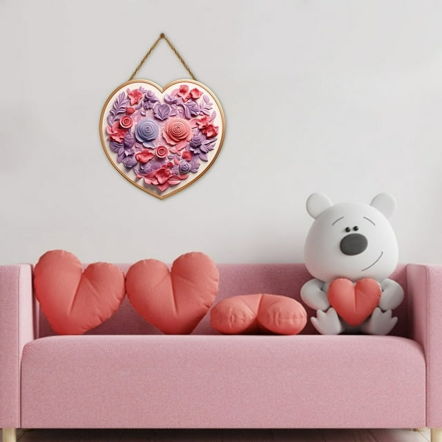 EIGTHTAIL Forme d'Amour Creux Signes de la Saint-Valentin Décorations Plaque de Porte-Joyeux Signe de la Saint-Valentin Fermes Décoration de Porte d'Entrée Cadeau