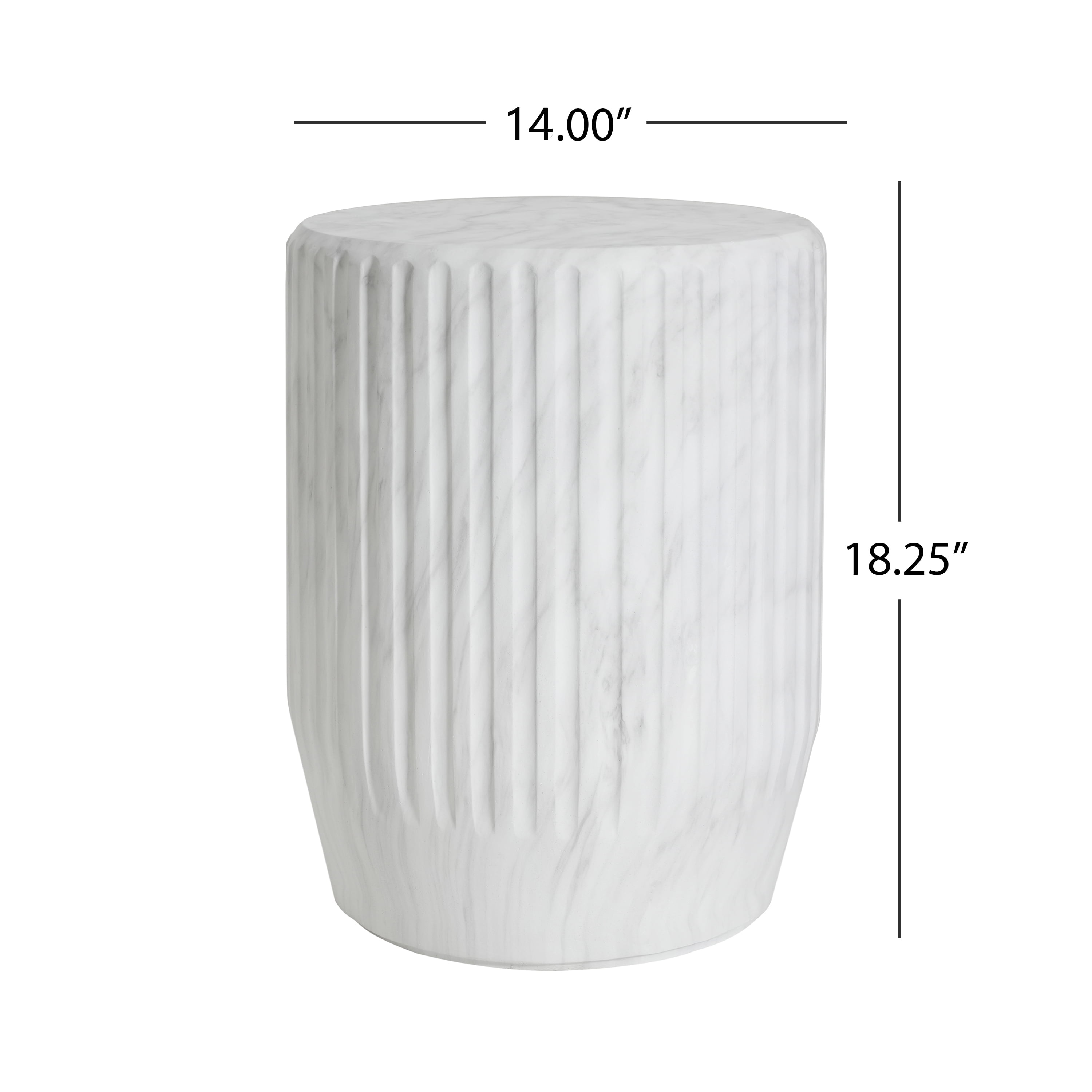 Carved Side Table, Outdoor White End Table for Patio Garden, White
