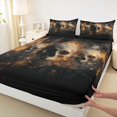 thumbnail image 3 of jejeloiu Gothic Skull Queen Sheet Sets,Halloween Skeleton Flat Sheet,Orange Black Gray Queen Fitted Sheet For Teens,Lightweight Room Decor,4 Pieces, 3 of 7