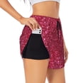 thumbnail image 2 of Disketp Red Glitter Print Women's Shorts Workout Shorts for Athletic Gym Running Shorts with Phone Pockets Large, 2 of 8