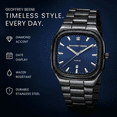 thumbnail image 2 of Men’s Square Dress Watch – Stainless Steel Gunmetal Bracelet, Blue Dial, Date Display, Water Resistant Quartz Watch for Business & Formal Wear, 2 of 8