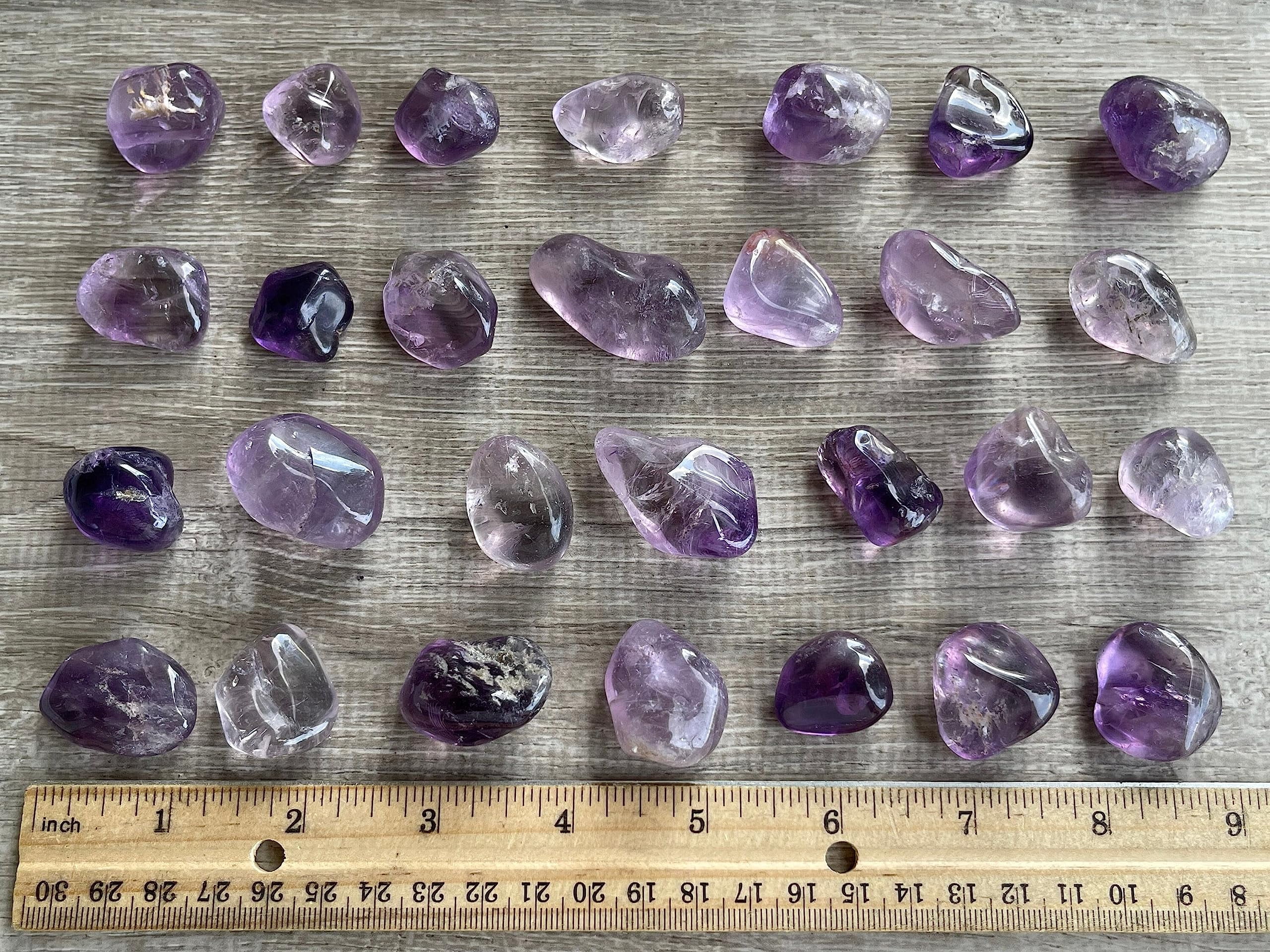 Amethyst Tumbled Stones, Polished Natural Amethyst Gemstone, Amethyst Healing Crystals (Amethyst, 0.5 Pound)