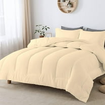 3 Piece Luxurious Straight Line Pattern Comforter All Season 800 Threads Count Full/Queen Size - Ultra Soft 550 GSM 100% Egyptian Cotton (Solid Ivory Colour )