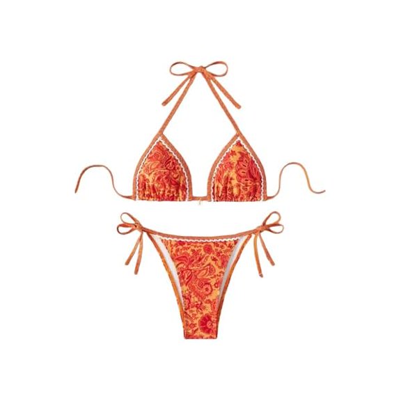Women's Floral Printed Bathing Suit Halter Paisley Summer Swimsuit Bikinis Set