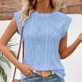 thumbnail image 2 of Chbgutlmr Tank Tops for Women Ruffle Cap Sleeve Crewneck Dressy Casual Hollow out Textured Loose Sleeveless Shirts, 2 of 8