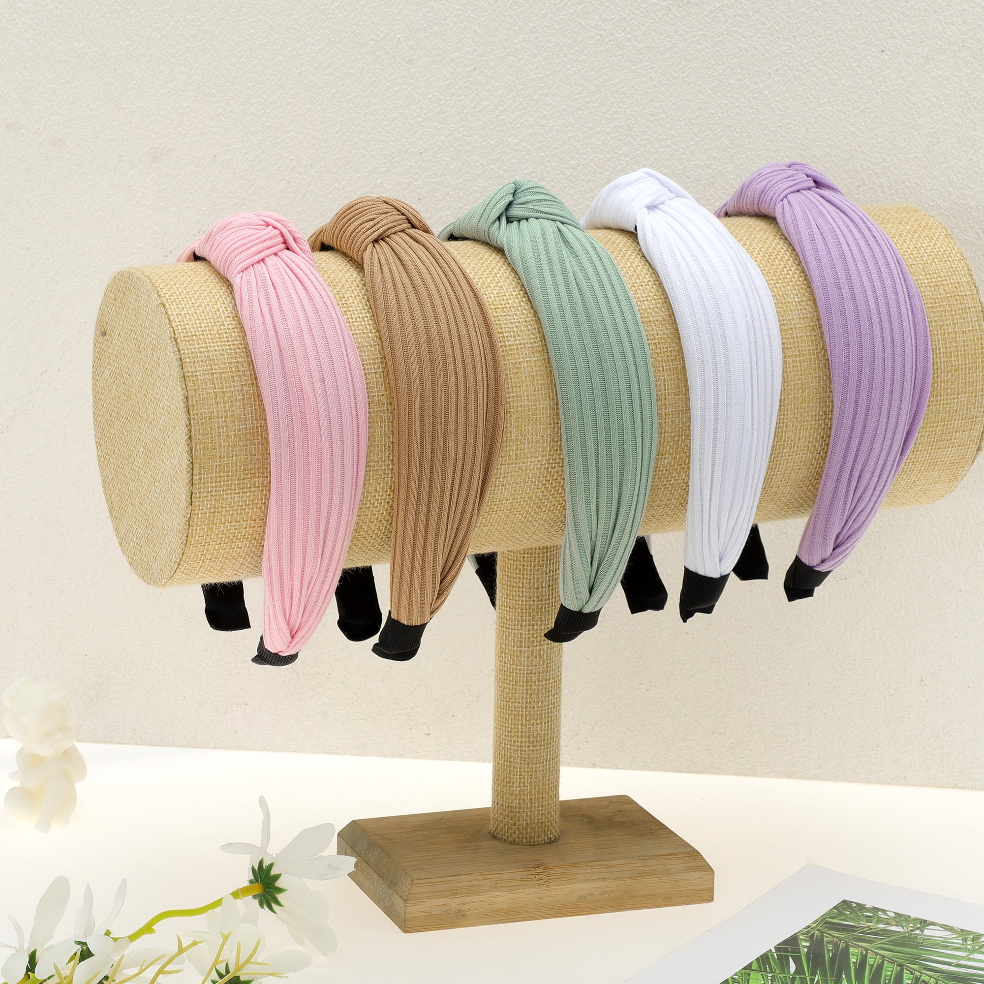 Unique Bargains Textured Cotton Knot Headband Soft Hairband 1.3 Inch Wide Purple