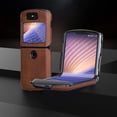 thumbnail image 7 of Compatible with Motorola Razr 5G (Razr 2nd Gen) 2020 Case, PU Leather Back Cover + Hard PC Protective Shell Slim Phone Case for Moto Razr 5G, Brown, 7 of 7