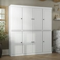 thumbnail image 5 of 100% Solid Wood Kitchen Pantry Storage Cabinet with Solid Doors and Adjustable Shelves, White Wooden Modular Tall Cabinets, 5 of 6