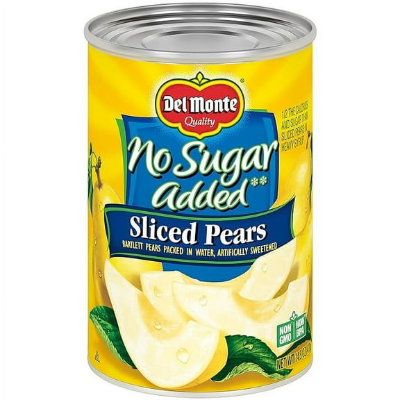Pack of 2 Del Monte Canned Bartlett Sliced Pears in Water, Artificially Sweetened, No Sugar Added, 14.5-Ounce