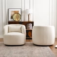 thumbnail image 6 of KINWELL Linen Blend Swivel Barrel Chair Set of 2, No Assembly Upholstered 34" Wide Breathable Textured Weave Fabric Accent Chair for Living Room Office Lounge, Ivory, 6 of 14