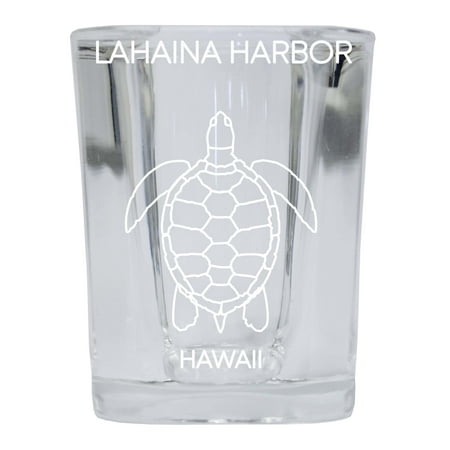 

Lahaina Beach Hawaii Souvenir 2 Ounce Square Shot Glass laser etched Turtle Design