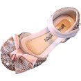 thumbnail image 1 of LAICAIW Mode Printemps et Été Chaussures de Danse pour Enfants Filles Robe Spectacle Chaussures de Princesse Perle Strass Nœud Crochet Boucle Sandale pour Tout-Petit Fille (Rose-C, 11.5 Petit Enfant), 1 of 7