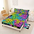 thumbnail image 2 of Castle Fairy Gothic Neon Abstract Skull Bed Sheets 4-Piece,Vibrant Leopard Print Full Size Sheets,Blue Purple Green Lime,1 Fitted Sheet,1 Flat Sheet and 2 Pillowcases, 2 of 6