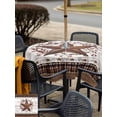 thumbnail image 5 of Outdoor Tablecloths with Umbrella Hole & Zipper, Texas Star Vintage 60x60 Inch Square Tablecloths, Red Berry Retro Art Brown White Wooden Waterproof Table Cloth, Patio/Pool/Picnic Table Covers, 5 of 8