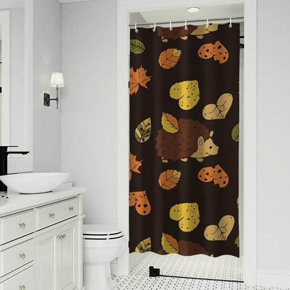 Fall Autumn Hedgehog Leaves Shower Curtain 36"x72" ,Bathroom Decorative Shower Curtains Set with 12 Hooks,Modern Waterproof Washable Shower Curtain
