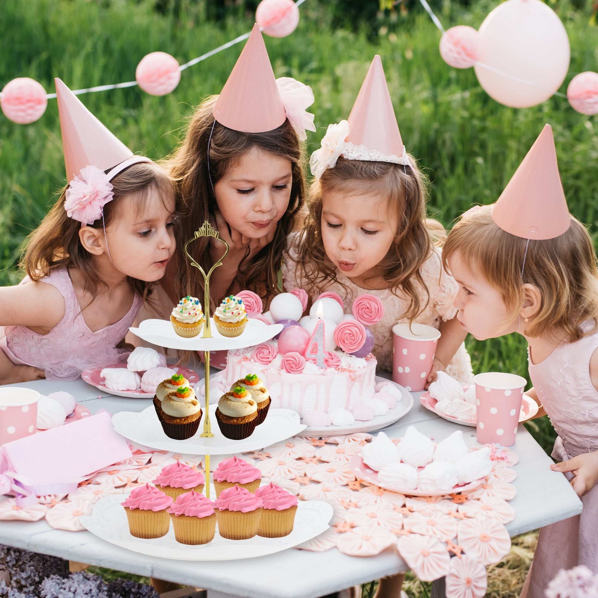Unique Bargains 3 Tier Dessert Cupcake Stand Holder Round Cup Cake Tower1