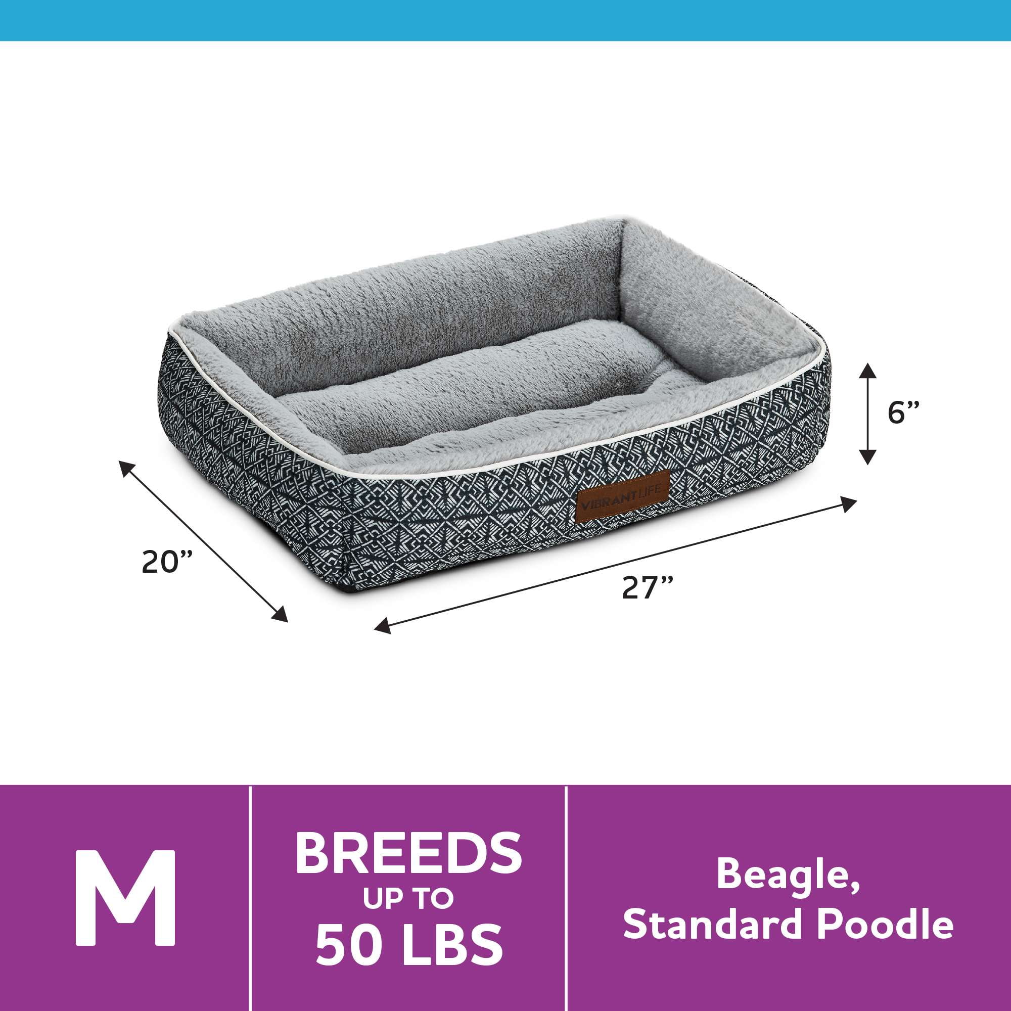 (2 pack) Vibrant Life Medium Dog Bed, Plush Bolster Dog for Medium Dogs, Medium, 27" x 20", Black