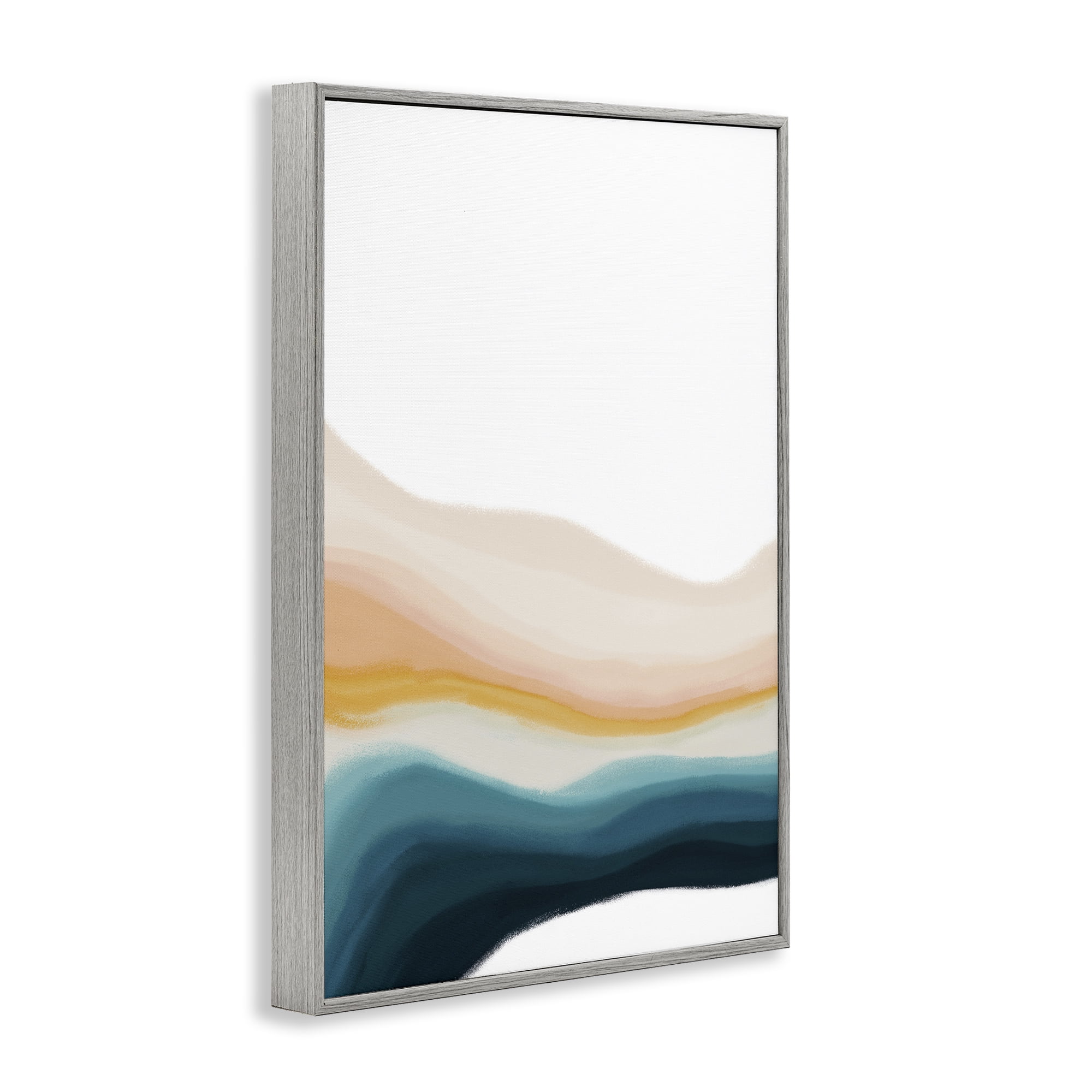 Stupell Industries Peach Swirl Landscape Abstract Painting Gray Framed Art Print Wall Art, 16 x 24