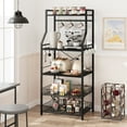 thumbnail image 7 of Kitchen Bakers Rack, Microwave Oven Stand with 2 Large Wire Basket, Industrial Coffee Bar Station, 5-Tier Kitchen Utility Storage Shelf with 8 Hooks for Spice, Pots Organizer, Rustic Black, 7 of 7
