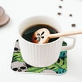 thumbnail image 5 of Yiaed Skull and Palm Leaves Print Leather Coasters for Drinks - Cup Coasters Coffee Table Kitchen Table Bar, Home & Office Gifts Handmade Drink Coasters-Square, 5 of 6