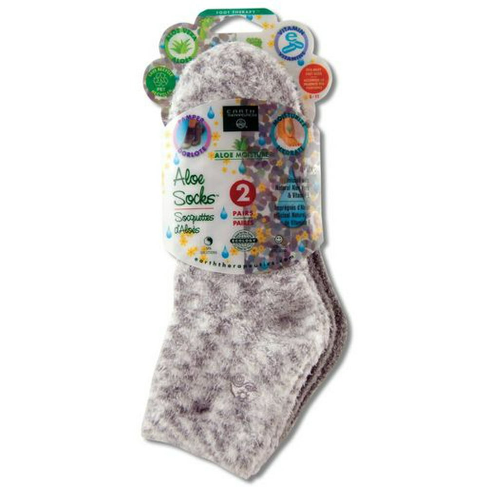 Aloe Moisture Socks by Earth Therapeutics, 2 Pack Gray Plaid, Infused